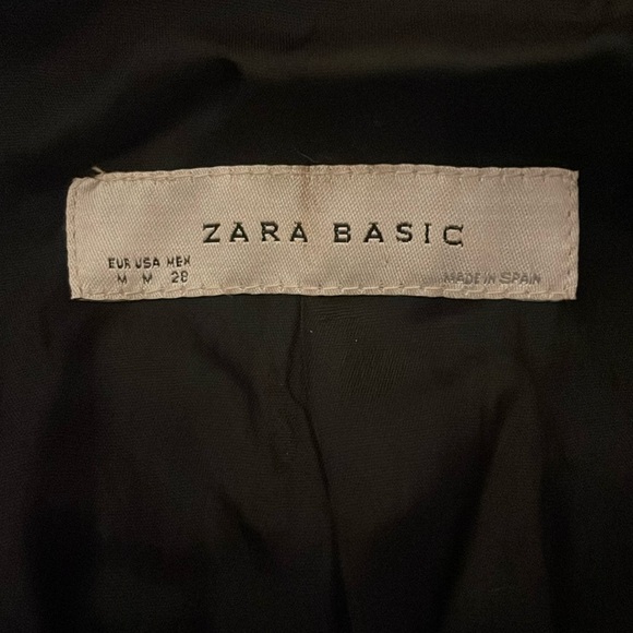 Zara Fitted Full Zip Outerwear Gray Wool Blend Wrap Collar Hood Coat Size Medium - Picture 8 of 9